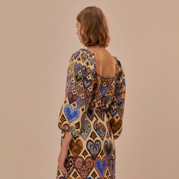 NWOT Farm Rio Hearts Ikat Mini Dress Size XS - Picture 2 of 16